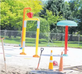  ?? ?? The splash pad almost finished earlier this week.