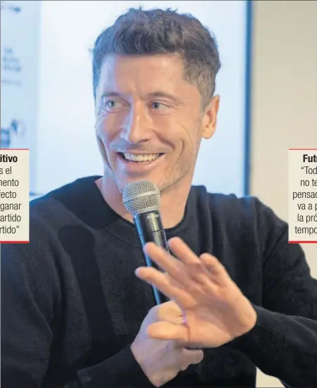  ?? ?? Robert Lewandowsk­i, ayer en el acto de clausura de los Relatos Solidarios del Deporte.