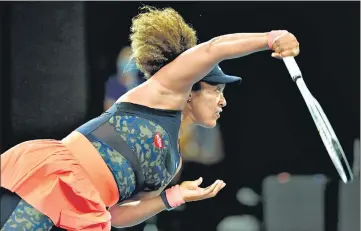  ??  ?? Japan's Naomi Osaka on way to beating Jennifer Brady of the United States in the Australian Open final on Saturday.