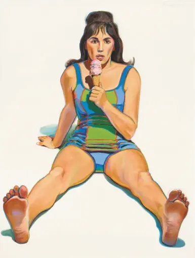  ?? © Wayne Thiebaud / Licensed by VAGA ?? It’s hard to stop looking at Wayne Thiebaud’s “Girl with Ice Cream Cone,” a 1963 work in the new exhibition.