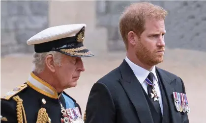  ?? Photograph: RT/ Francis Dias/Newspix Internatio­nal ?? King Charles III and Prince Harry at the queen’s committal service at St George's Chapel in Windsor Castle in September.