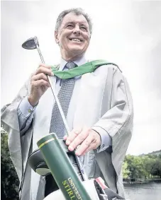  ??  ?? In the bag Golf legend Bernard Gallacher with his latest award