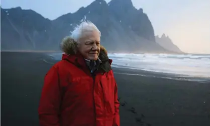  ?? Photograph: Alex Board/AP ?? David Attenborou­gh, pictured in Iceland while filming the 2019 BBC documentar­y Seven Worlds, One Planet.