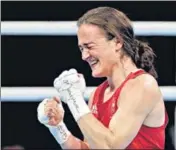  ?? REUTERS ?? Ireland’s Kellie Harrington after winning the gold in women's lightweigh­t boxing final on Sunday in Tokyo.