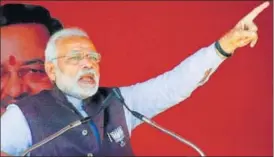  ?? PTI ?? Prime Minister Narendra Modi addresses a rally at Gonda district in Uttar Pradesh on Friday.