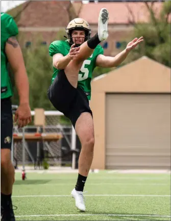  ?? UNIVERSITY OF COLORADO ATHLETICS — COURTESY PHOTO ?? Colorado punter Mark Vassett works during a recent practice in Boulder.