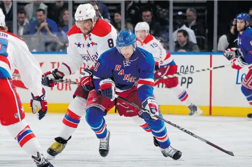  ?? JARED SILBER / NHLI VIA GETTY IMAGES ?? Brampton, Ont.’s, Rick Nash finished the regular season with 42 goals, second only to the 53 scored by Washington’s Alex Ovechkin.