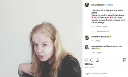  ??  ?? An Instagram post about Noa Pothoven. Photograph: instagram/@winnenofle­ren