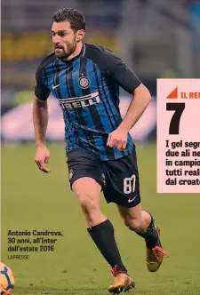  ?? LAPRESSE ?? Antonio Candreva, 30 anni, all’Inter dall’estate 2016