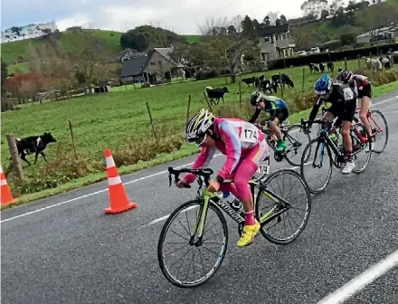  ??  ?? Tyla-Mia Foster storms home to claim the Under-13 North Island Secondary School road race title.