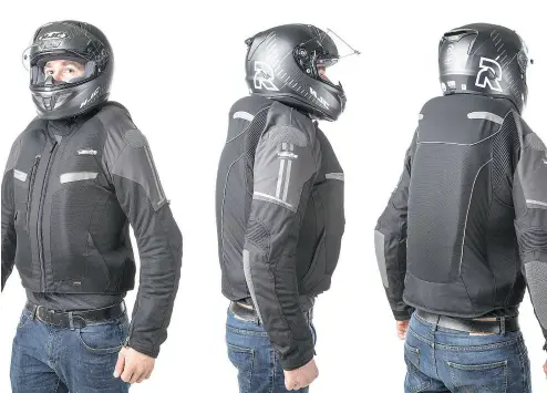  ?? HELITE ?? A motorcycle jacket with an inflatable airbag inside it from France’s Helite.