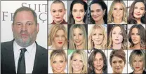  ?? Pictures: AFP, GETTY IMAGES ?? PREDATOR: US film producer Harvey Weinstein, left, alongside a composite picture of women in the industry who have spoken out against him and claimed to have been been sexually abused by him