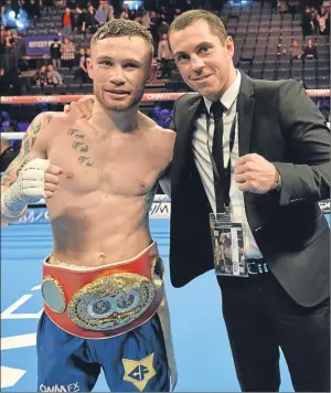  ?? Picture: Getty Images. ?? Carl Frampton, left, with possible opponent Scott Quigg.