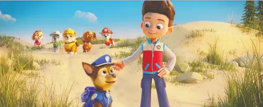  ??  ?? Paw Patrol: The Movie is based on the successful Canadian children's TV show of the same name. It follows the exploits of a crew of search-and-rescue dogs infused with super powers gained from a radioactiv­e meteor. Ryder — voiced by Sherwood Park's Will Brisbin — is their 10-year-old human leader. The computer-animated feature is opening in theatres Friday.