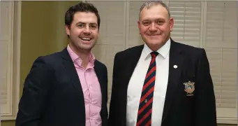  ??  ?? Captain Pat McCabe with Captain’s Prize winner Mark McGuirk at the Captain’s Dinner.