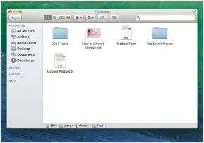  ??  ?? The Trash is just a special hidden folder in your user directory, accessible via the Go to Folder dialog.