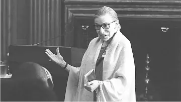  ??  ?? Supreme Court Justice Ruth Bader Ginsburg is the subject of the documentar­y ‘RBG’. — Photo courtesy of Magnolia Pictures.