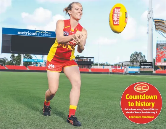  ?? Main picture: TIM MARSDEN ?? Brittany Perry at Metricon Stadium and (inset below) as a 16-year-old in the South Australian cricket squad in 2010.