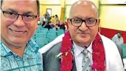  ??  ?? Former New Zealand Governor-General Sir Anand Satyanand with Vinod Raniga at the Fiji Girmit Foundation’s 140th Girmit anniversar­y celebratio­ns in Auckland last year.