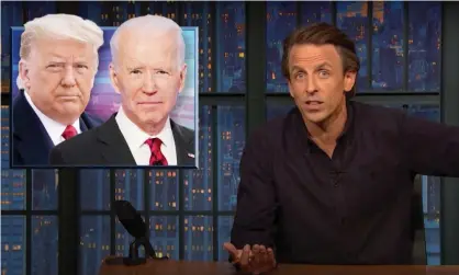  ?? Photograph: YouTube ?? Seth Meyers on Trump’s premature, baseless victory claim: ‘We have to resist this. If [Trump had his way, he’d get to personally sift through every ballot and cross out Biden’s name.’