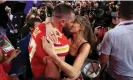  ?? Getty Images ?? Travis Kelce and Taylor Swift embrace after the Kansas City Chiefs win the Super Bowl in Las Vegas. Photograph: Ezra Shaw/