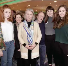  ??  ?? Senator Susan O’Keeffe pictured in the Sligo/ Leitrim count centre with her family, Eva Murray, sister Anne O’Keeffe, Paul Murray, Grace Murray and Roberta Murray. Pic Carl Brennan