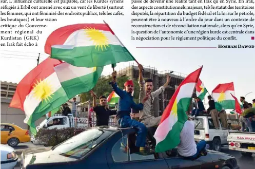 ??  ?? Des Kurdes d’erbil célèbrent la victoire du référendum pour l’indépendan­ce, le 25 septembre 2017.