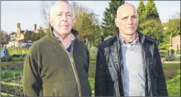  ??  ?? Martin Johnson, left, and Richard Bolsin, who are against the plan to sell off land next to the cemetery