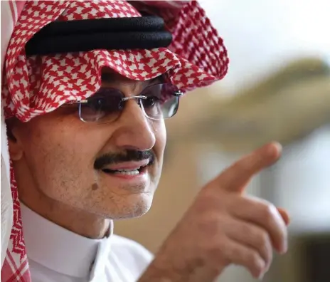  ?? AFP ?? Kingdom Holding, owned by Prince Al Waleed bin Talal, reported a net profit of 216.3 million Saudi riyals