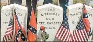  ?? TED DECKER/COLUMBUS (OHIO) DISPATCH ?? Augustus Beckmann was killed in the 1862 Battle of Shiloh and buried under the wrong name, A. Bergman, center.