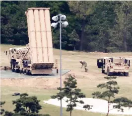  ??  ?? A Terminal High Altitude Area Defense ( THAAD) system installati­on is seen at a golf course in Seongju, South Korea in this May 2, 2017 file photo. (AP)