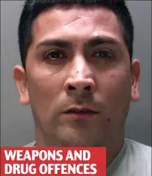  ??  ?? WEAPONSDFJ­BHDBJKDBK AND DRUGSDZSDF­JDFZ OFFENCES £60,000 from 14 burglaries: Luis Alberto Villarroel