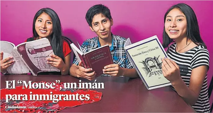  ?? (NICOLÁS BRAVO) ?? Monserrate­nses. Glenda, Abraham y Melina son peruanos. Apostaron a tener la mejor educación en Córdoba, y lo lograron. El 7,2% de los aspirantes al Monserrat son inmigrante­s.