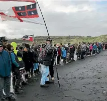  ?? PHOTO: SUPPLIED ?? Protesters demonstrat­e against seabed mining at Patea Beach.