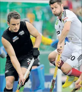  ?? DIRKMARKGR­AFwww.265-images.com ?? HANGINGTOU­GH: Shea McAleese puts his body on the line against Germany in The Hague.