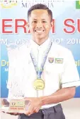  ??  ?? Muhammad Fauzi bin Kaman Shah, winner of the Sportsboy Award at the MILORMinis­try of Education-MSSM SPORTS AWARD 2018.