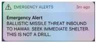  ??  ?? DUCK AND COVER: The alert (above) triggered memories of the 1941 attack on Pearl Harbor (right), which brought the US into World War II