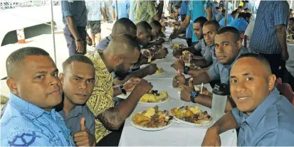  ?? Photo: Ronald Kumar ?? Republic of Fiji Military Forces Navy personnel during their Christmas and New Year celebratio­ns at Stanley Brown Naval base in Walu Bay, Suva, on December 12, 2018.