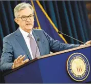  ?? Eric Baradat AFP via Getty Images ?? FEDERAL RESERVE Chairman Jerome H. Powell left open the possibilit­y of more interest rate cuts.