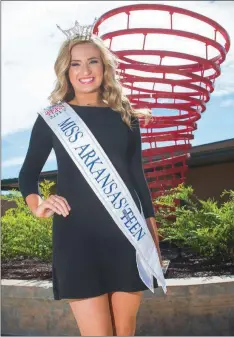  ?? WILLIAM HARVEY/RIVER VALLEY & OZARK EDITION ?? Miss Arkansas Outstandin­g Teen 2017 Aubrey Reed hopes to promote October as National Bullying Prevention Month. A senior at Russellvil­le High School, Aubrey will speak Oct. 11 at the local middle school, presenting her platform, STAR: Empowering...