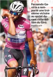  ??  ?? Fernando Gaviria a remporté une troisième victoire au sprint durant cette édition du Giro.