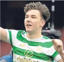  ??  ?? Celtic’s Kieran Tierney celebrates after the match.