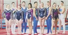  ??  ?? 0 Scotland’s gymnasts model their kit for the Gold Coast Games.