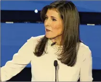  ?? ABBIE PARR/AP ?? Republican presidenti­al candidate Nikki Haley, a former governor of South Carolina, caught flak for declining to say the Civil War was caused by slavery. She since said it was.