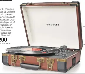  ??  ?? 8 SEGUNDO AIRE Ya sea que tu papá conserve discos de vinilo de su juventud o que sea parte de la nueva oleada retro, el tocadiscos Crosley Executive le permitirá tocarlos y lucirlos con mucho estilo. Además, puede tocar música desde su celular por medio de Bluetooth. $2,200en amazon.com.mx