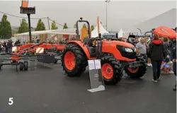  ?? PHOTOS: Janine Ryan ?? 5: There were many farm vehicles and implements on show at Sommet de l’Elevage this year. The Kubota M4072 pictured here was one of a new series of smaller tractors launched earlier this year by the company. 5