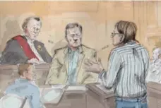  ?? ALEXANDRA NEWBOULD/THE CANADIAN PRESS ?? Justice Michael Code, left to right, Mark Smich, Clayton Babcock and Dellen Millard at the first-degree murder trial of Millard and Smich.