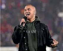  ??  ?? Stan Walker entertains the crowd during a rugby game in June 2017.