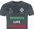  ?? FOTO: HSG ?? T-Shirt der HSG mit klarer Botschaft: Woman. Life. Freedom.