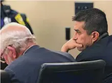  ?? Jerry Lara/san Antonio Express-news ?? Serial killing suspect Juan David Ortiz sits with one of his defense attorneys, Raymond Fuchs, during his trial Tuesday.